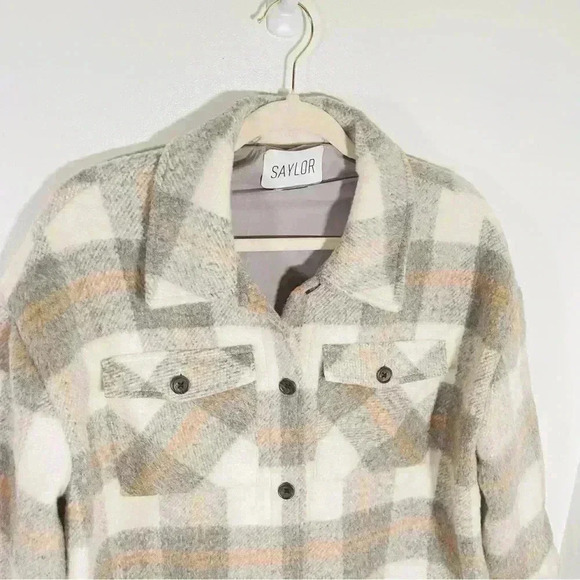 NEW Saylor Layton Jacket Shacket Oversized Fleece Tartan Plaid Large - Picture 8 of 9